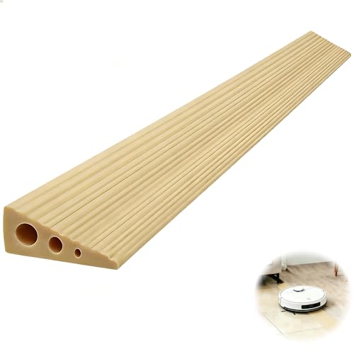 CUTIS Türschwellenrampe 90x6x2 cm Rampe Saugroboter Rampe Türschwellefür Geeignet für Saugroboter Kinderwagen Rollatoren und E-Scooter Schwellenrampe (Blassgelb)
