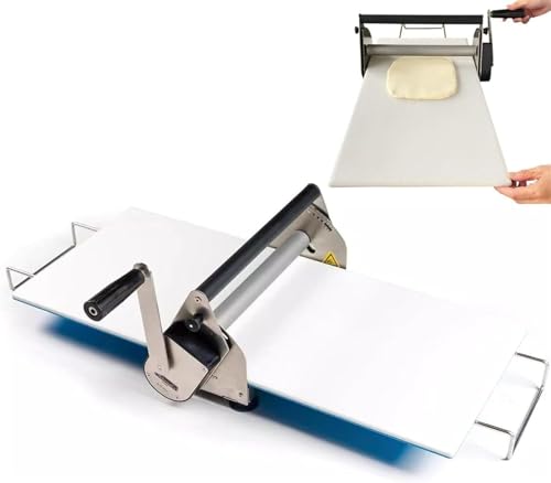 Laminadora de masa manual para panadería, grosor ajustable, acero inoxidable, ahorra espacio y fácil de limpiar
