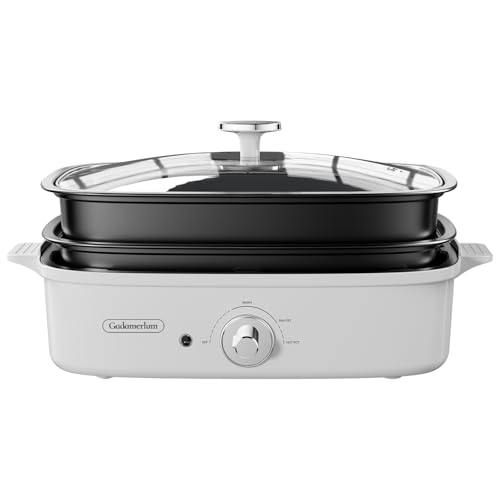 1200w HotPot Versatile Baking Smokeless Single Temp Control, Hot-Pot Grill with Nonstick Coating for BBQ, Steaks, Shabu (V3)