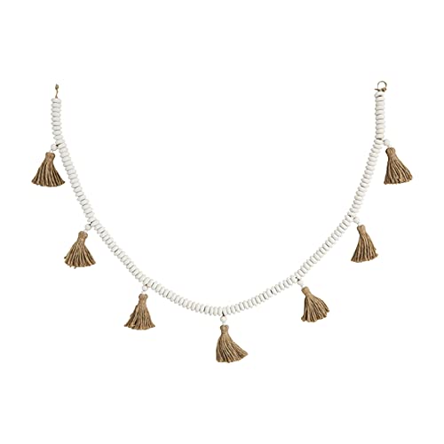 Mud Pie, White, Beaded and Tassel Garland, 60