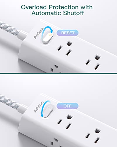 Image of Surge Protector Power Strip - 10 FT Extension Cord, Power Strip with 12 Widely AC Outlet 3 USB, Flat Plug, Wall Mount Overload Protection, 1050J, (5ft)