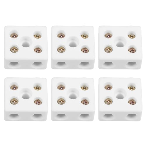 6pcs Dual Row Ceramic Terminal Block 2 Way 5 Hole Connectors
