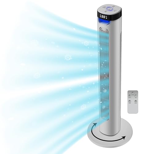 Vivo Technologies 36" Tower Fan Electric Cooling Fan with Remote Control Oscillating Fan Quiet Cooling Fan with 3 Modes & 3 Speeds Standing Floor Fans for Bedroom Home Office Grey