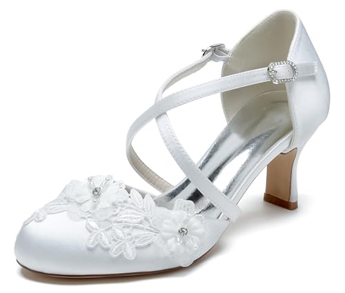Chaussures de fête femme MY146 : escarpins mariage talon bas