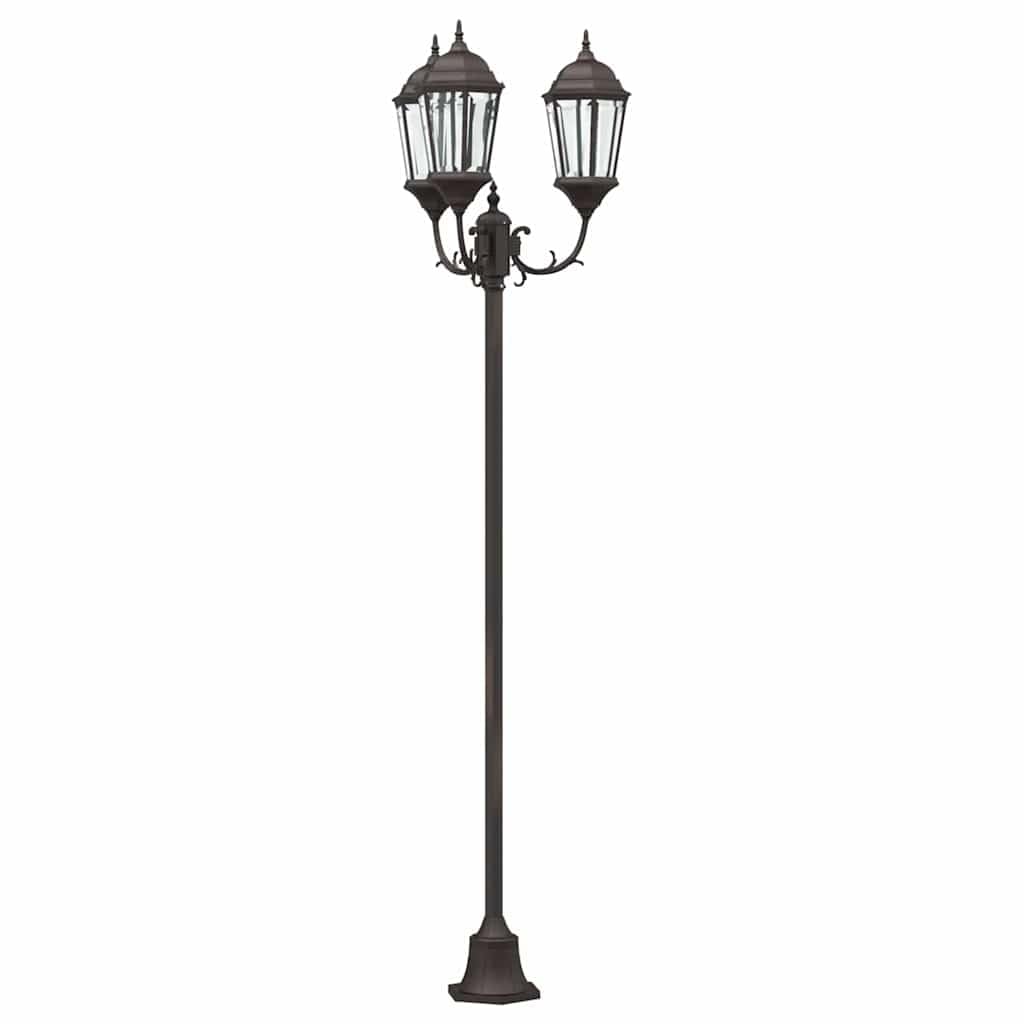 Vintage Gartenlicht aus Aluminium und Glas für Außenbereich, 57 x 49 x 241 cm, robuste Wegeleuchte mit smarter Beleuchtung für Wege und Einfahrten, wetterfestes Design