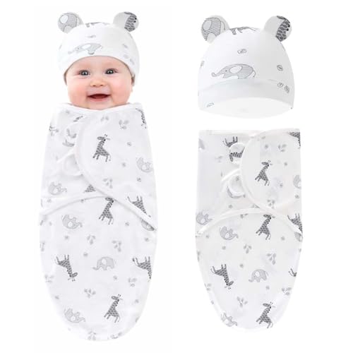 Androxeda 1 Pezzo Swaddle Neonato Con Cappellino In Tessuto Morbido Di Cotone, Sacco Nanna Avvolgente Per La Sicurezza Del Neonato Essenziale Corredo Nascita