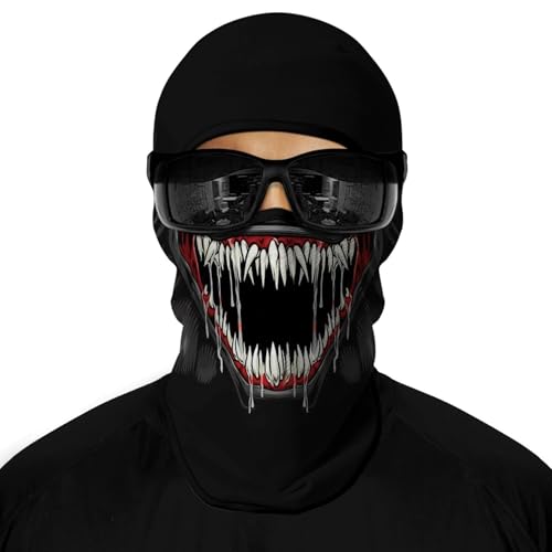 3D Skull Face Mask for Motorcycle, Men & Women (Teeth-14A)