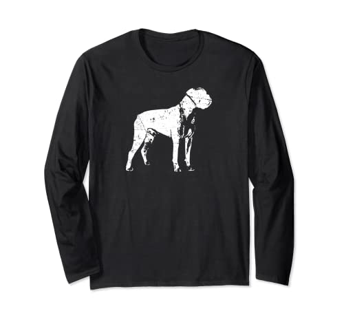 Fino envejecido retro vintage boxeador mascota para perro mamá Manga Larga