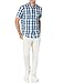 Amazon Essentials Men's Regular-Fit Short-Sleeve Poplin Shirt, Blue Checked, Large