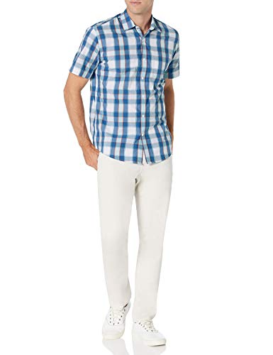 Image of Amazon Essentials Men's Regular-Fit Short-Sleeve Poplin Shirt, Collared, Washed