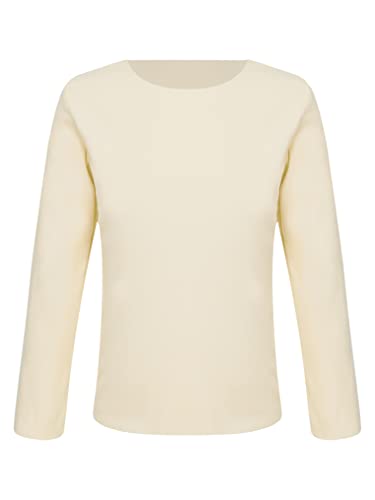 Freebily Unisex Children Thermal Underwear Baby Boys Girls Long Sleeve Round Neck T-Shirt Winter Base Layer Vest Tops Nude 13-14 Years