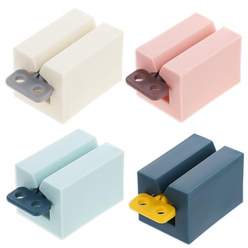 Dimeho Toothpaste Squeezers, 4 Pcs Rolling Toothpaste Tube Squeezer Dispenser Toothpaste Dispenser Tub Squeezer Rollers Toothpaste Wringer Seat Holder Stand for Bathroom Saves Toothpaste Creams