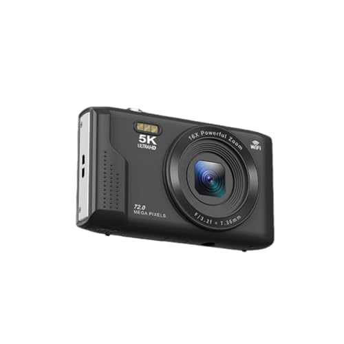 Tosuny Cámara Digital 5K para Fotografía, Cámara de Vlogging con Enfoque Automático de 72 MP con Pantalla Ultra HD de 2,8 Pulgadas, Zoom Digital de 16x, Micrófono y Flash Integrados, Uso (Black)