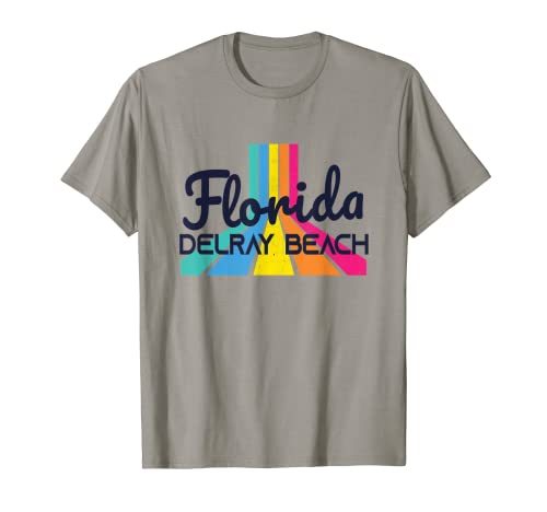 Retro Stripes Delray Beach FL Auténtico estilo Delray de los años 70 y 80 Camiseta