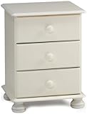 pies redondos Non Branded 10220350 - Mesilla con tres cajones y patas redondeadas , 58 x 44 x 38 cm aprox., color blanco