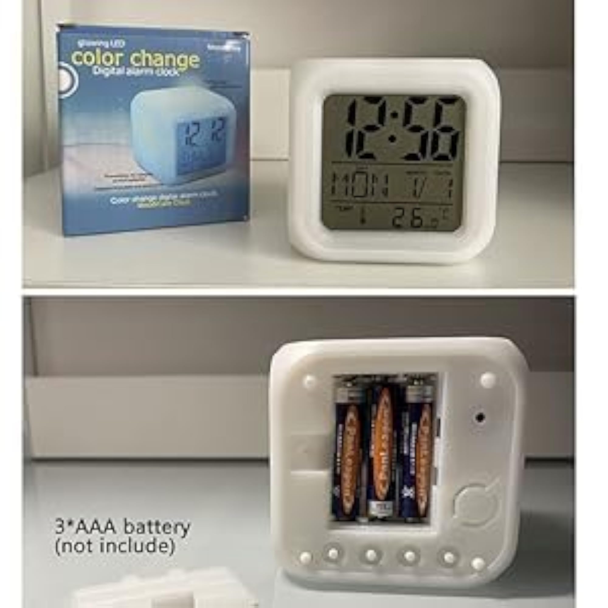 Plastic Changing Multicolour Clock with Temperature Display