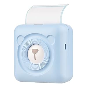 Bisofice PeriPage Mini Printer, Pocket All-in-One Thermische Printer Draadloze BT Foto Label Memo Receipt Papier AR Foto Functie met USB Kabel Ondersteuning voor Android iOS Smartphone Windows (Blauw)