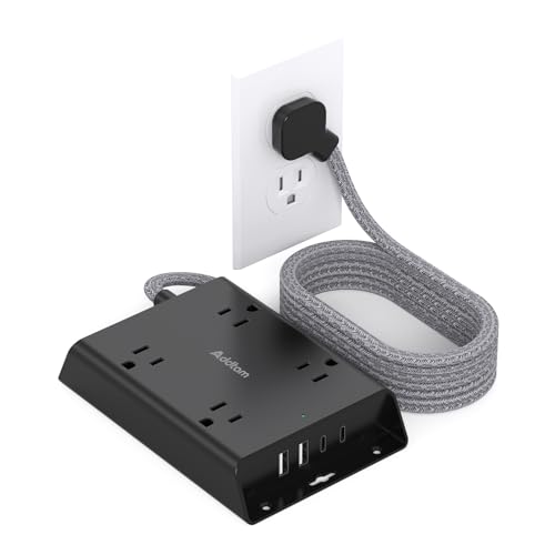 Surge Protector Power Strip, Addtam 5 ft Flat Plug Extension Cord with 4 USB Wall Charger(2 USB C...
