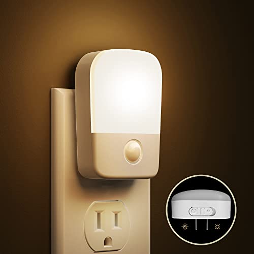 Image of L LOHAS LED Night Lights Plug into Wall 2 Pack, Plug in Night Light with Dusk to Dawn Sensor, Brightness Adjustable 30/60LM, Soft Warm White Nightlights for Kids, Hallway, Bedroom, Kitchen