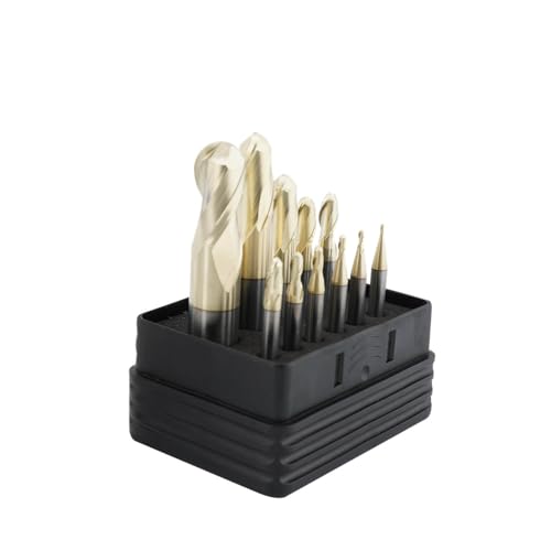 Image of Carbide Ball Nose EndMill HRC70 Double Edge 2 Flute TICN Coating Tungsten Steel Milling Cutter for Metal Steel HRC70 R0.5-R6.0 Series 11pcs Set