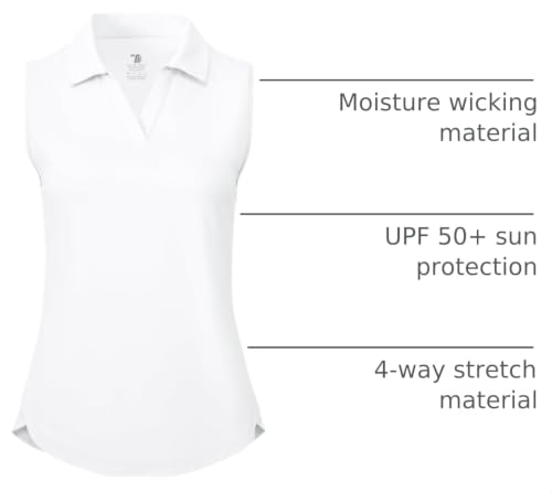 Image of BGOWATU Women's Sleeveless Golf Polo Shirts Collared V Neck Tennis Tank Tops UPF 50+ Quick Dry Lightweight