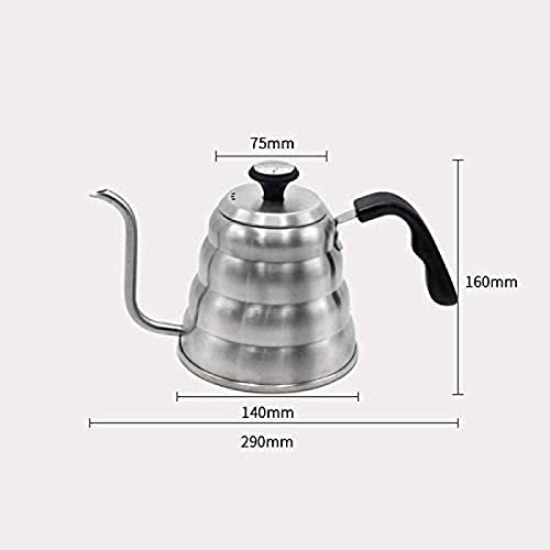 Chaleira de café de 1,2 litros com termômetro, bico de ganso, fogão de aço inoxidável, bule de chá,