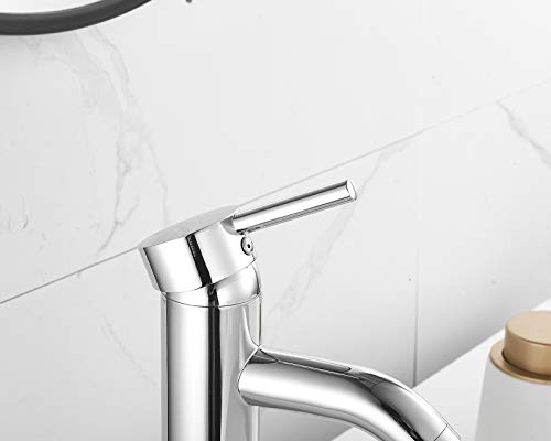 Yccuza Bathroom Vessel Sink Faucet Chrome Sink Bowl Faucet Tall Brass Single Handle One Hole Aerator Spout Lavatory Vanity Basin Mixter Tap Deck Mount Commercial #TOP5