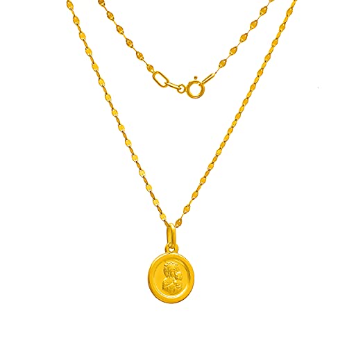 Collar de oro amarillo 333 de 8 quilates, cadena con colgante de la Virgen María y la Virgen grabado, para mujer, niña, niño Cover