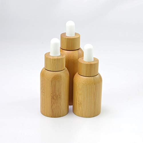 MKNZOME 3 Pcs Cuentagotas Botellas de Aceite Esencial, Maquillaje Cosmético Frasco Contenedor de Madera Natural… - Imagen 3