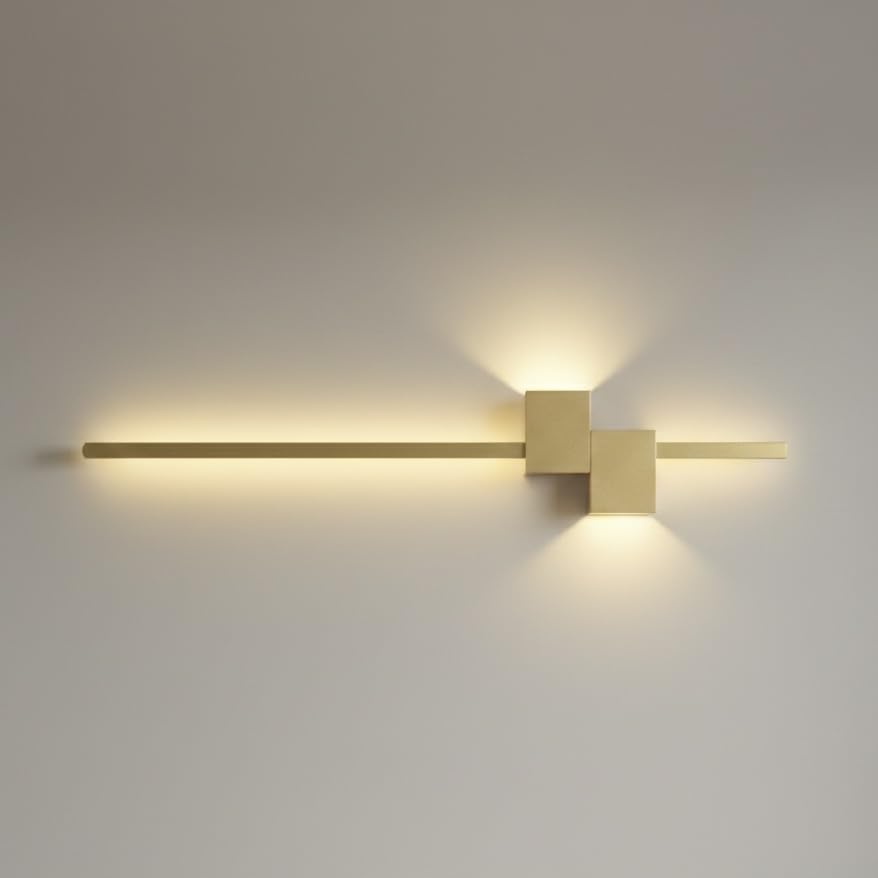 Image of Gold Linear LED Long Tube Wall Light Wall Lights for Bedroom Bedside Living Romm Hallway- 3-in-1 Colours (600mm)