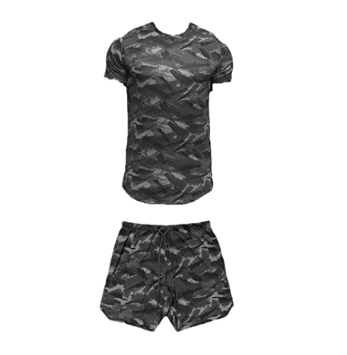 T-shirt imprimé camouflage contre la transpiration ensemble short léger pour homme et femme