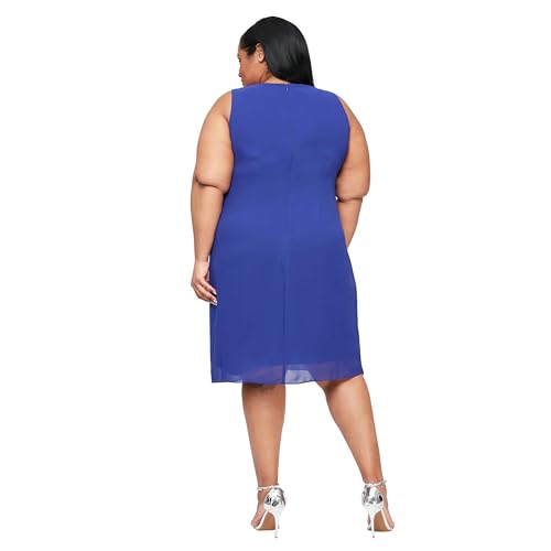 Image of S.L. Fashions Women's Plus Size Chiffon Tier Jacket Dress with Beading Detail