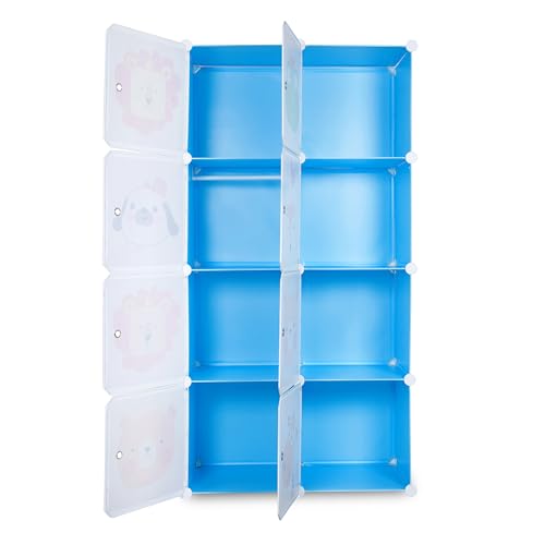 Image of Mevigo Foldable Plastic Wardrobe for Clothes - 8- Door Baby Cupboard for Clothes Storage, Wardrobe for Kids, Plastic Almirah, Collapsible Wardrobe for Kids Livingroom & Home- Blue-HK