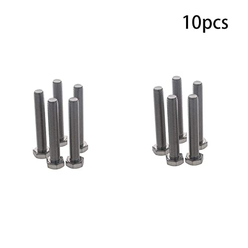 Image of Bettomshin 10Pcs M8 x 50mm Hex Bolts, 304 Stainless Steel 1.25mm Thread Pitch Fully Threaded Metric Hex Head Screw Bolts, Hexagon Screw Bolt, Hex Tap Bolts, Silver, A2-70 (Overall Size 55.3x13x13mm)