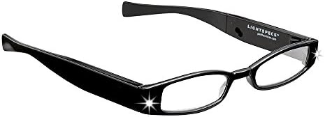 LIGHTSPECS Women’s Rechargeable Ultra Bright LED Lighted Lightweight Rectangular Reading Glasses, Black, 2.50 Diopter