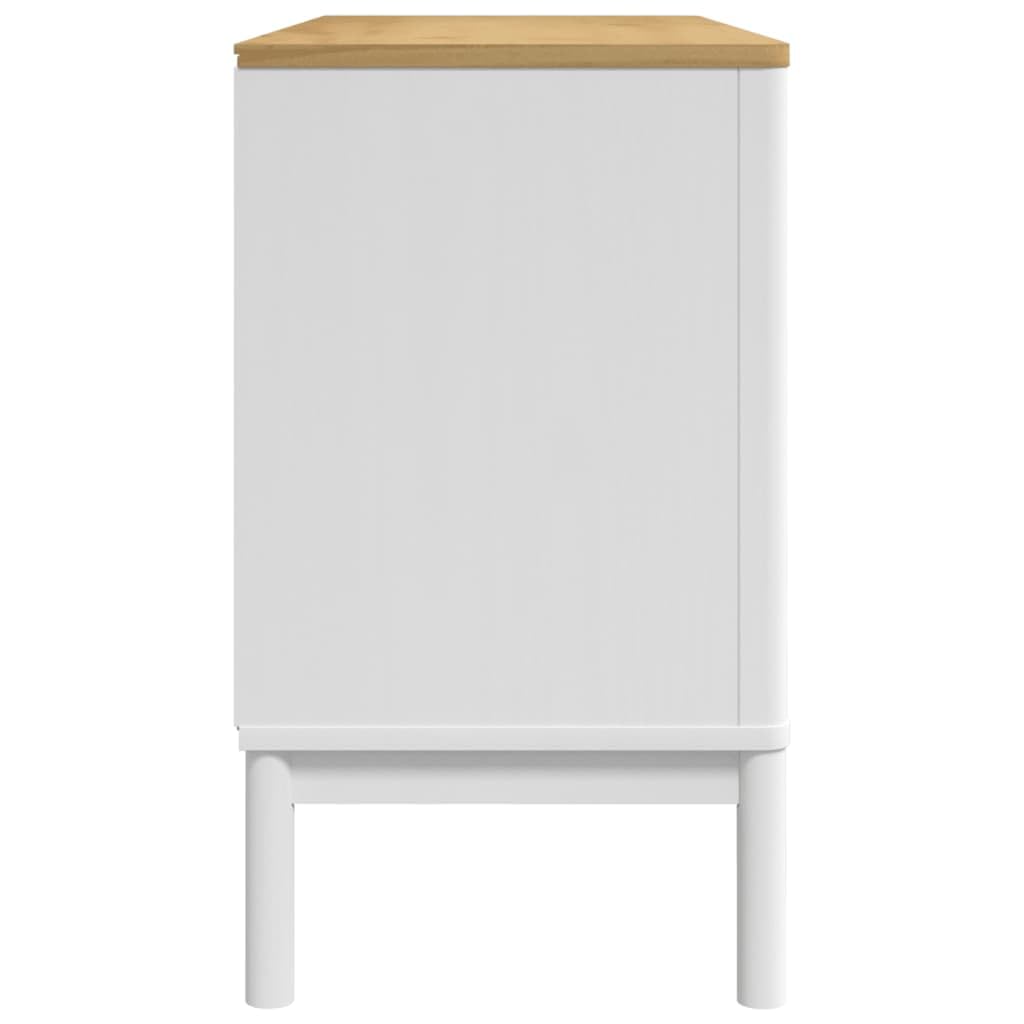 Credenza Floro bianca, 114 x 43 x 74 cm, in legno massello di pino