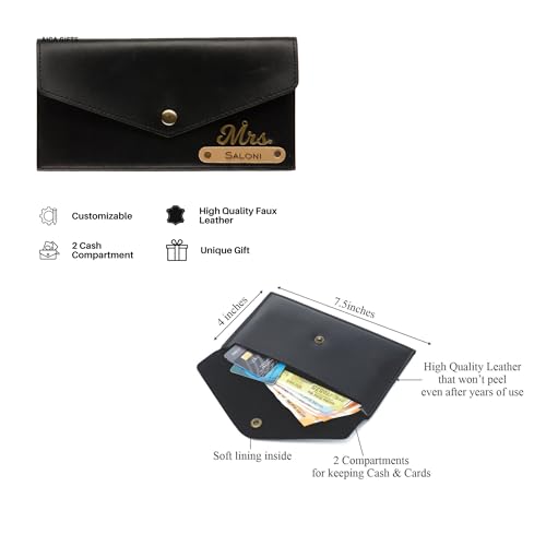 Image of AICA Personalized Name & Charm Passport Cover Combo Giftset for Women (Black) |Customized Diwali Valentine Gifts for Woman Friends Family Office Colleagues Employees | Occasion Special Hampers