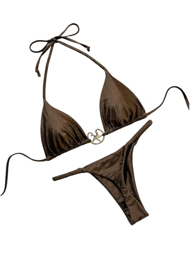 Tenue de plage GORGLITTER avec élégant décor en métal et coupe bikini triangle chic