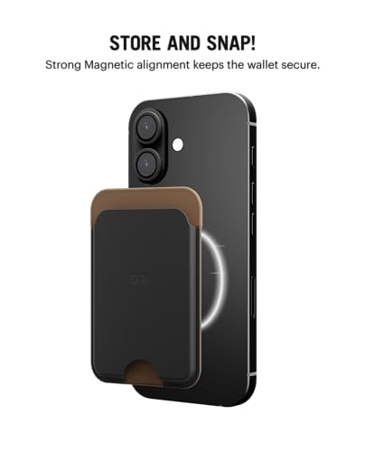 Image of DailyObjects Leather Magnetic Wallet Card Holder | Designed for MagSafe Compatible with iPhone 16, iPhone 15, iPhone 14, iPhone 13, iPhone 12 Models | Premium Design | Full-Grain Leather - Black-Beige