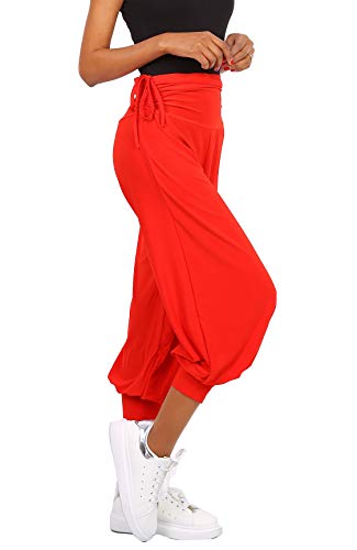 Pantalon de sport large KEL-P200 rouge confortable en taille unique pour femme