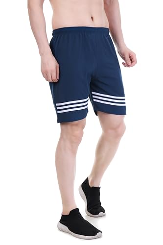 Image of BLUE STAR SHARK Athletic Sports Shorts for Men with Zip Pockets and Elastic Waistband Quick Dry Lightweight Activewear.