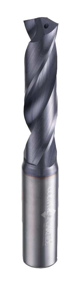 55486 BlackMamba Micro Grain Solid Carbide 8XD Coolant Fed Hi-Performance Long-Length Drill Bit, TiAlN Coated, Round Shank, Spiral Flute, 140 Degrees Split Point, 12.