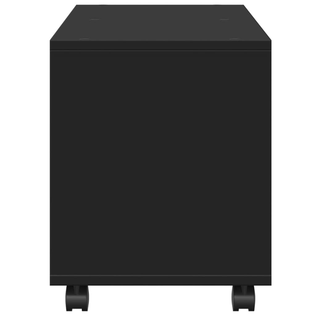 vidaXL Rollschrank, Rollcontainer mit Offenem Design, Aktenschrank für Büro Wohnzimmer, Büroschrank Bürocontainer, Schwarz Holzwerkstoff