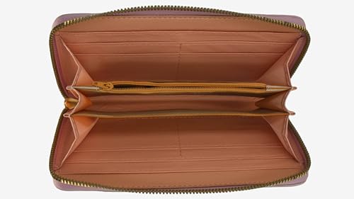 Women's long wallet with crystal bow, women's ultra-thin wallet with wristband, large capacity phone case, pink purple, 7.67 x 3.93 inches4