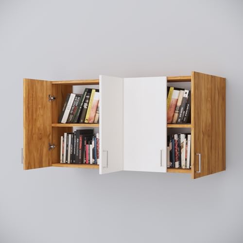 Image of SPECIALITY PANELS 4 Door Modular Wall Mounted Kitchen Cabinet with Adjustable Shelf Space Saving Storage Unit Durable Engineered Wood Cupboard for Kitchen Living Room Utility Organizer Furniture