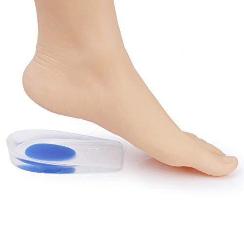 HARIKRUPEX Pair Blue Foot Care Gel Silicone Shock Cushion Orthotic Insole Plantar Heel Support Pad Cup Comfort Heel for Men Boys Size 6 to 11