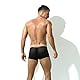 Herren Boxershorts Leder Netz Schwarz, Wetlook sexy Unterwäsche Herren, Boxershort mit Latex Lack Leder Optik, Dessous Erotik Reizwäsche für Männer, Trunks, Panty, Gogo Club und Swinger Kleidung (S/M)