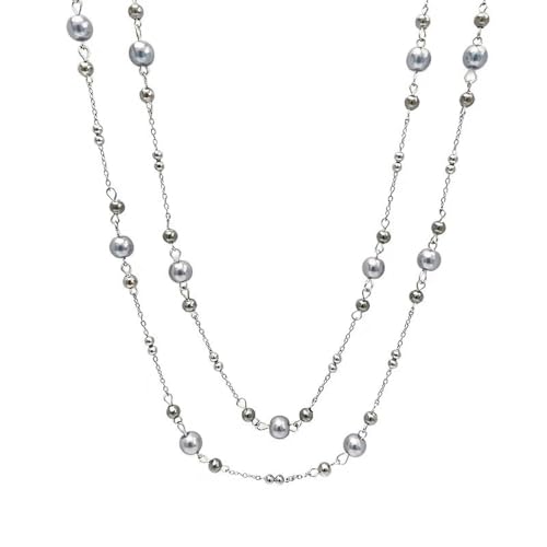 Collier cubain plaqué avec chaîne en acier et perles pour un style élégant et durable