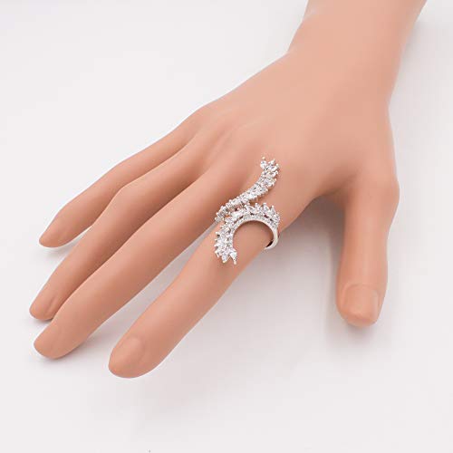 Lavencious Cocktail Fashion Ring Size Adjustable From 6-8.5 Cubic Zirconia Marquise Shape Jewelry For Women (Silver) #TOP3