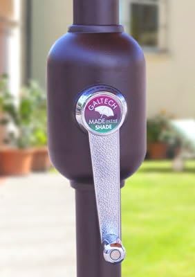 Miniatura 3 de Galtech Sombrilla de 9 pies modelo 737 Deluxe con inclinación automática con marco negro y tela Sunbrella roja Jockey